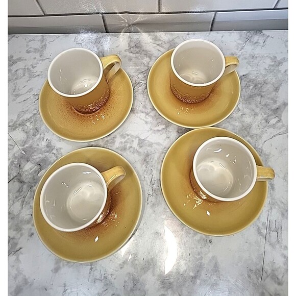 SYRACUSE CAREFREE CHINA CALYPSO CUPS & Saucers (4) Coffee Tea Caribbean USA Made - Picture 3 of 7